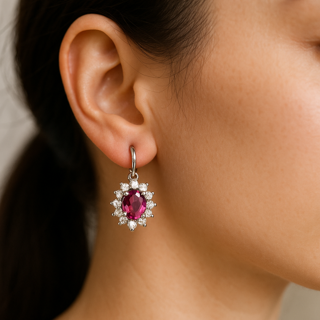 Brincos em prata 925, com pedras brasileiras