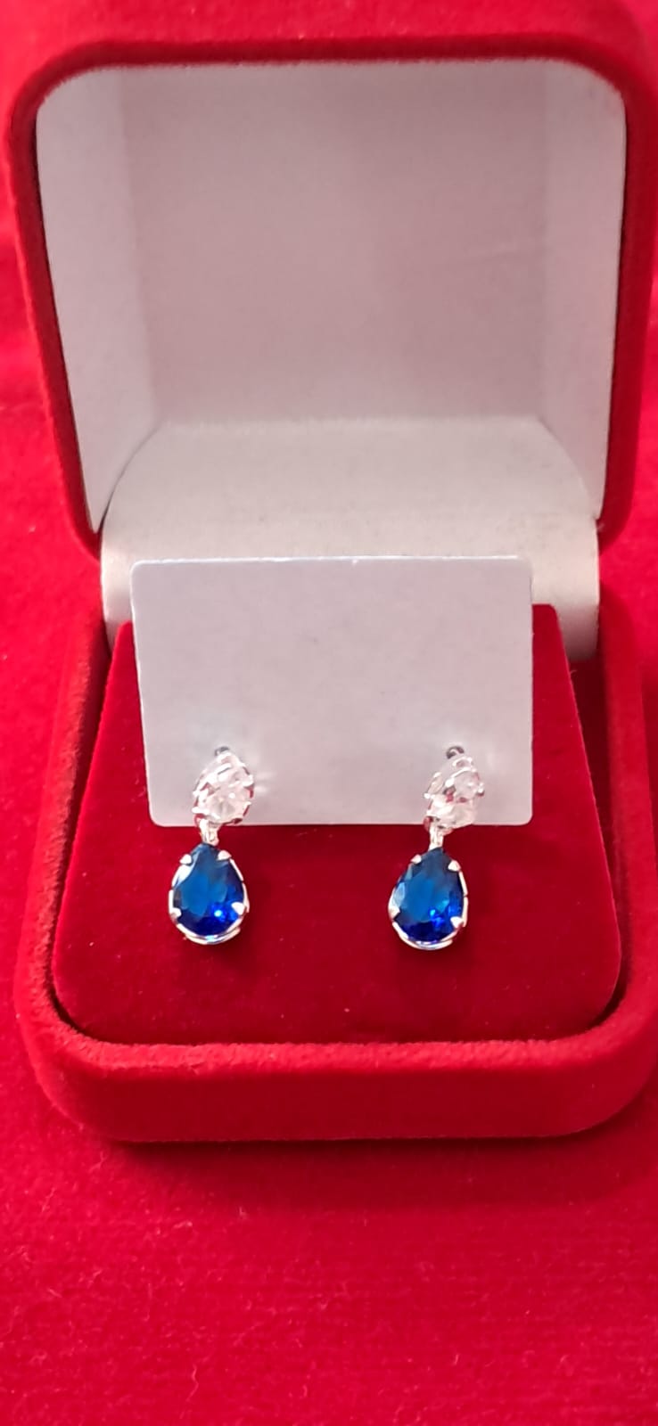 Brincos com pedra azul brasileira prata 925