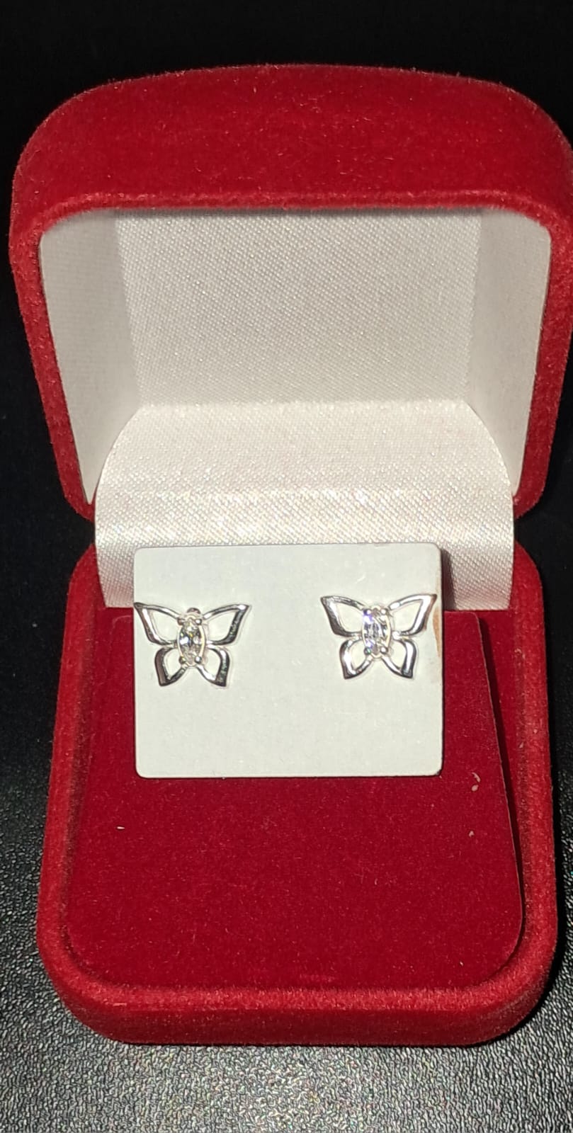 Brincos prata 925 borboleta com pontos luz